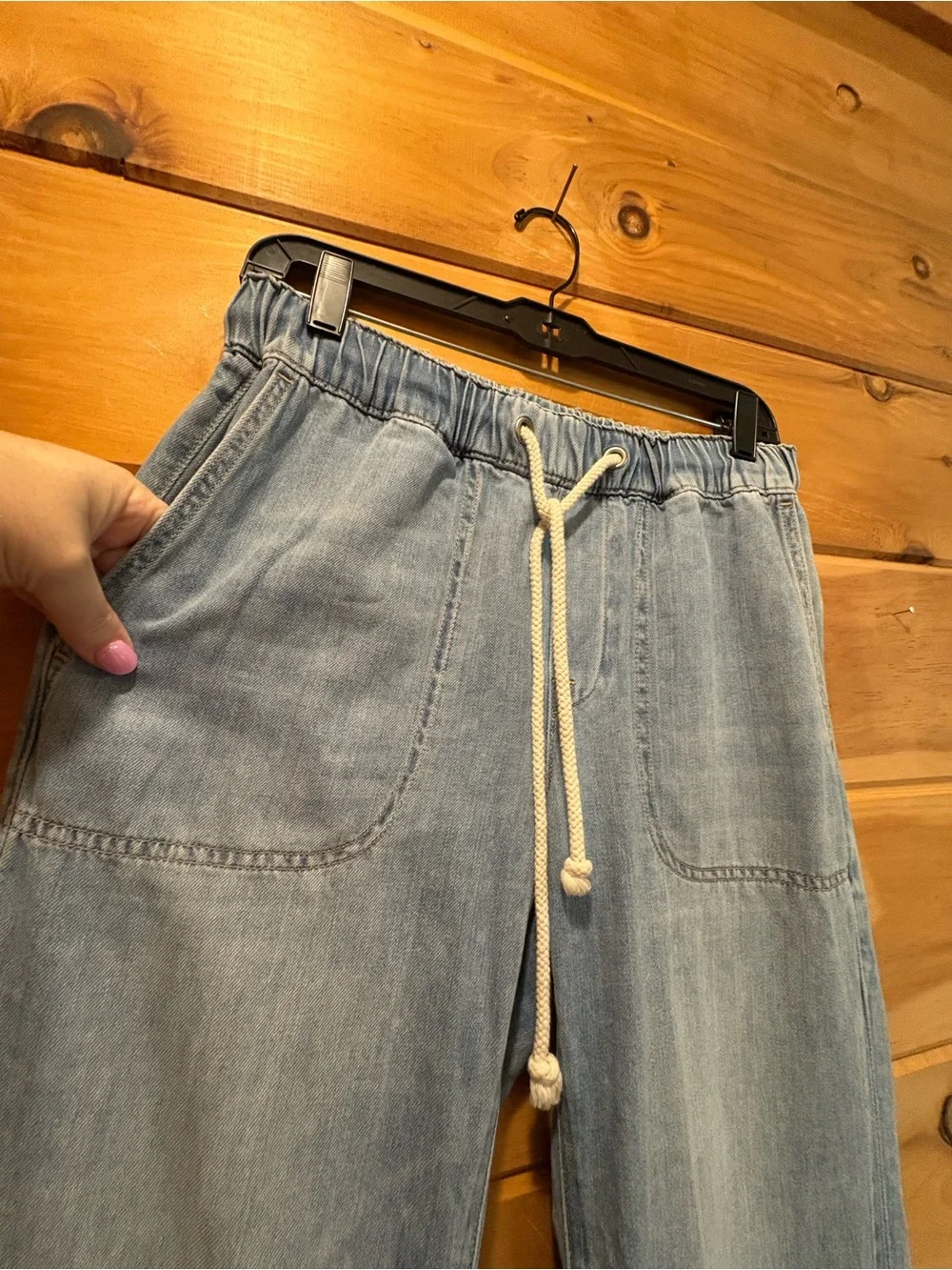 J. Crew Light Blue Relaxed Drawstring Lightweight Jeans size 25 100% Cotton